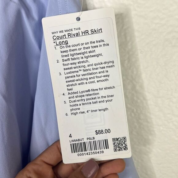 Lululemon Court Rival High-Rise Skirt *Long pastel blue size 4 - Picture 5 of 7